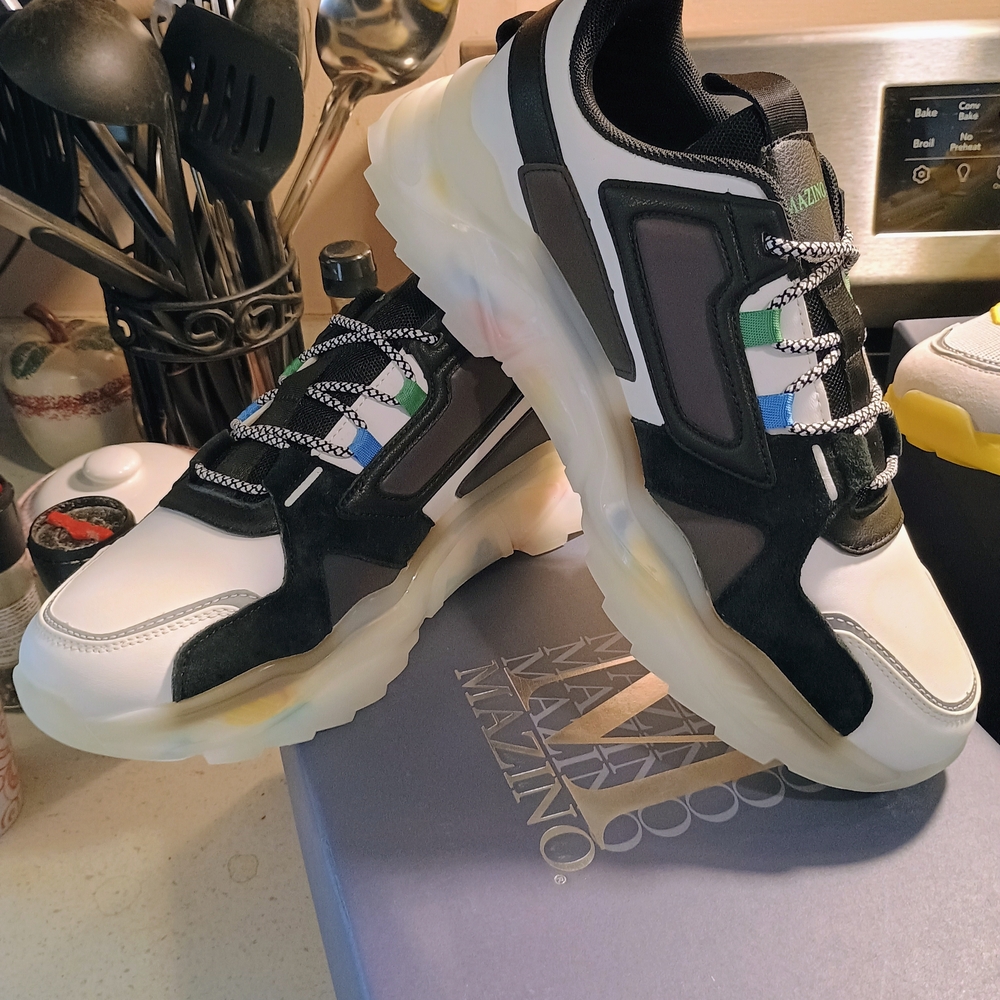 Men's Chunky Sneakers - Black, White & Green